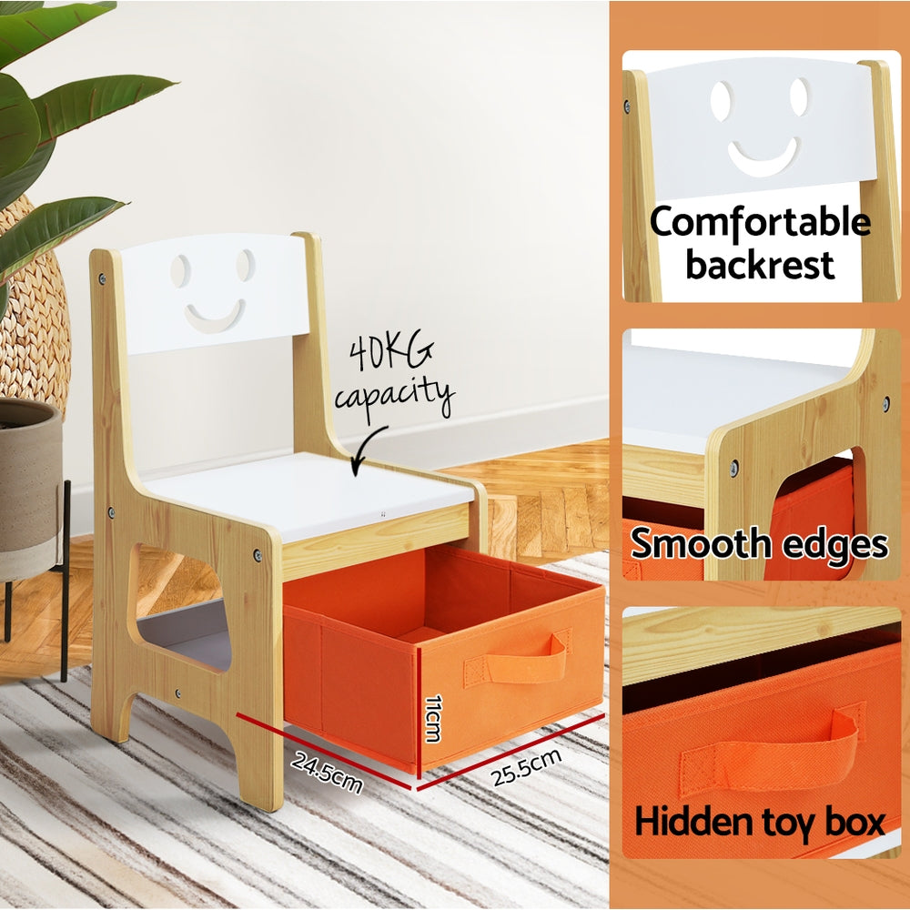 Keezi 3PCS Kids Table and Chairs Set Activity Desk Chalkboard Toys Storage Box — product image 5 of 7