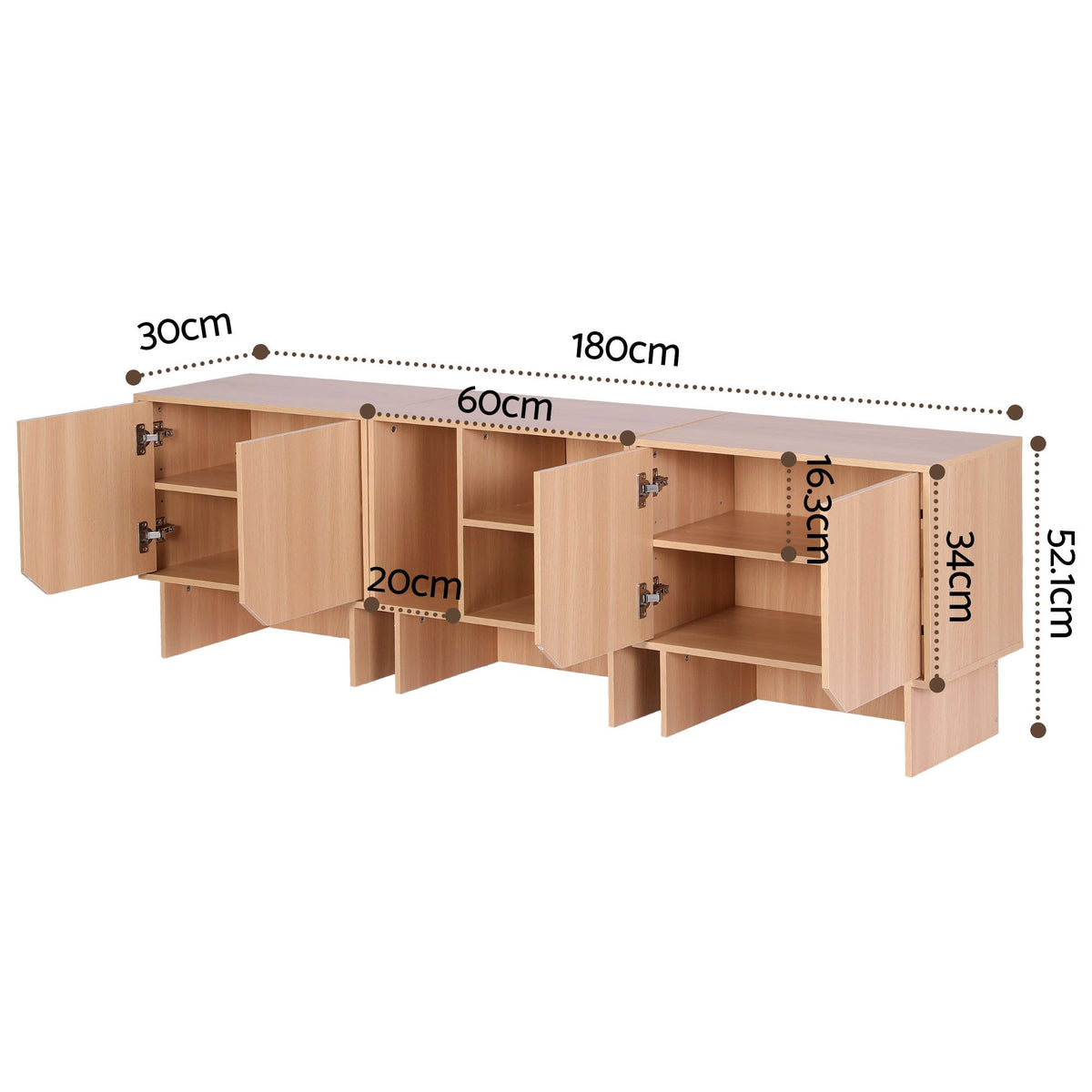 Artiss Modular TV Unit with Adjustable Shelves - Pine, 180 cm