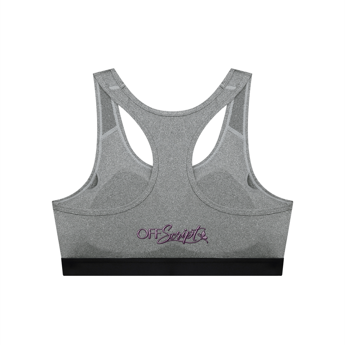 Off Script Women’s Cropped Sports Bra - Flower Gray back