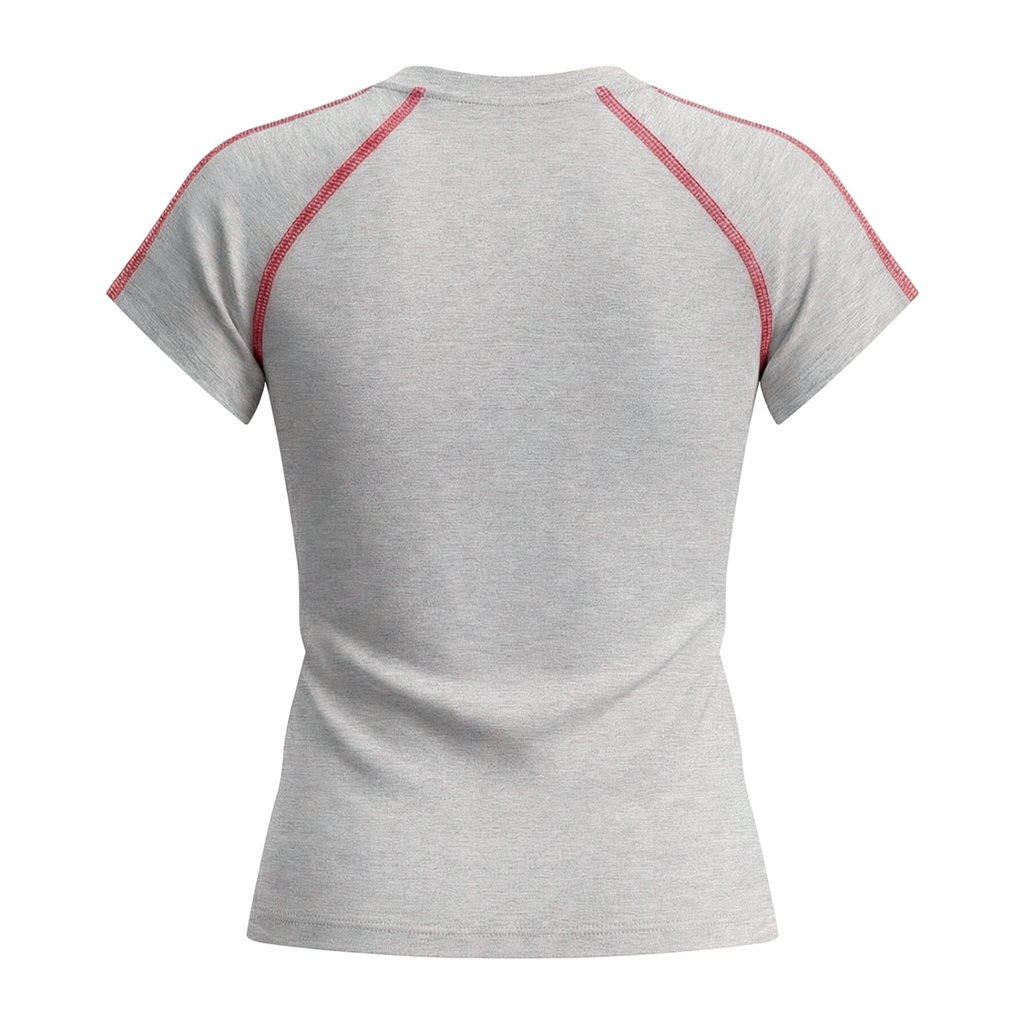 Happy Spouse Happy House Women's Graphic Raglan T-Shirt - Flower Gray back 3D mockup