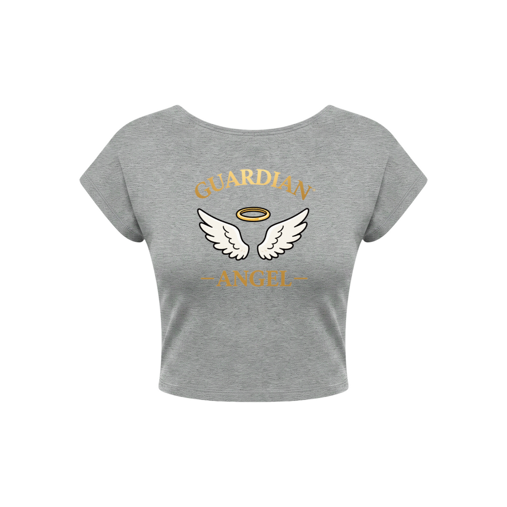 Guardian Angel Women's Open-Back T-Shirt - Flower Gray front 3D mockup