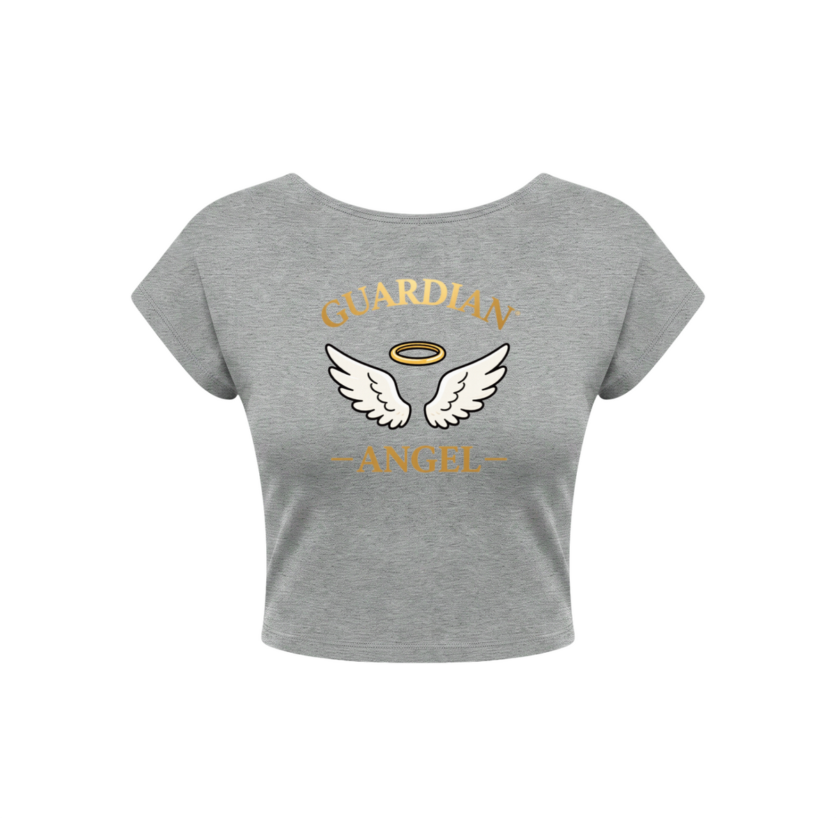 Guardian Angel Women's Open-Back T-Shirt - Flower Gray front 3D mockup