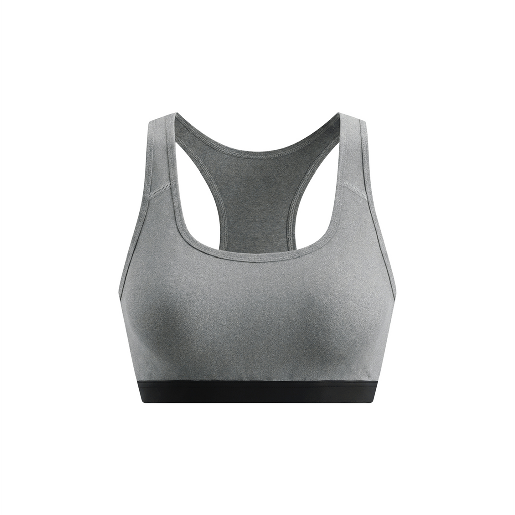Off Script Women’s Cropped Sports Bra - Flower Gray front 3D mockup