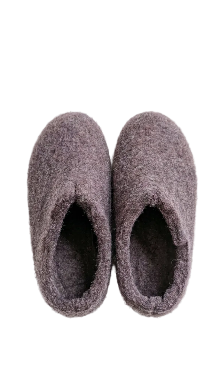 Kids Wool Felt Slippers – Handmade 100% NZ Wool Children's House Shoes | Neutral Tones