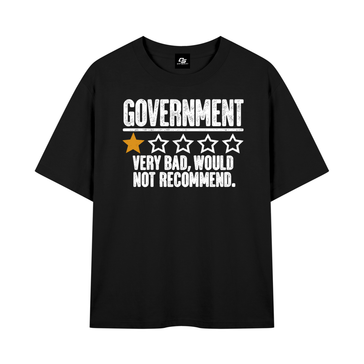 Government Very Bad Would Not Recommend unisex graphic T-shirt – Black front Mockup view