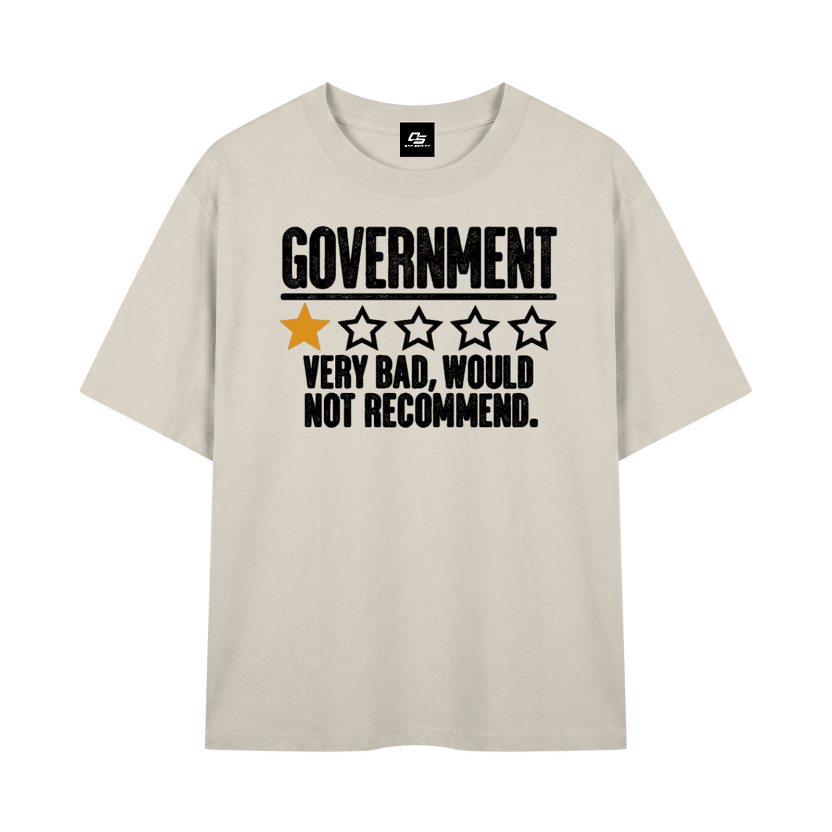 Government Very Bad Would Not Recommend unisex graphic T-shirt – Light Gray front Mockup view