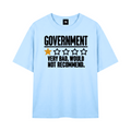 Government Very Bad Would Not Recommend unisex graphic T-shirt – Sky Blue front Mockup view