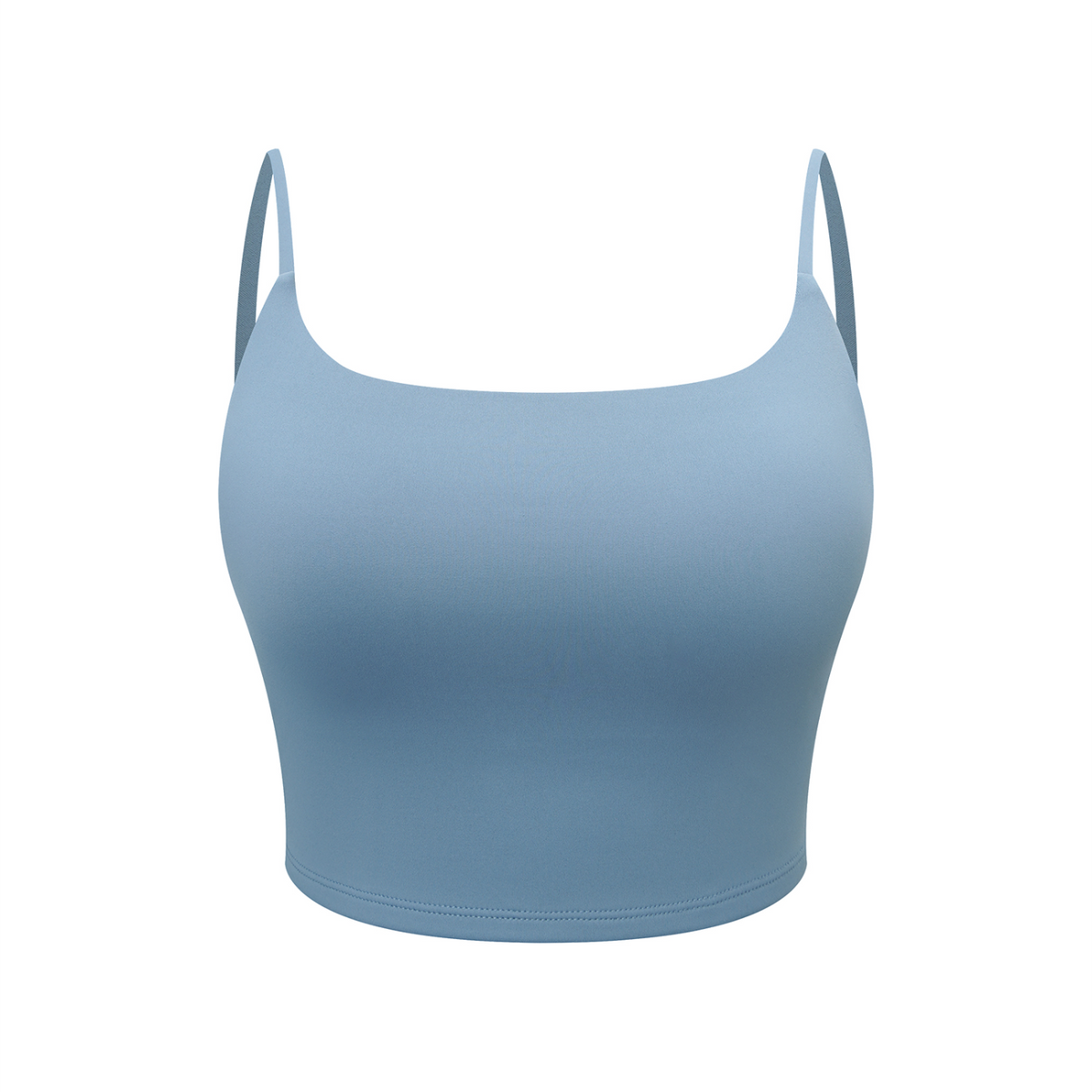 Off Script Women's Solid Color Sports Bra - Gray Blue front 3D mockup