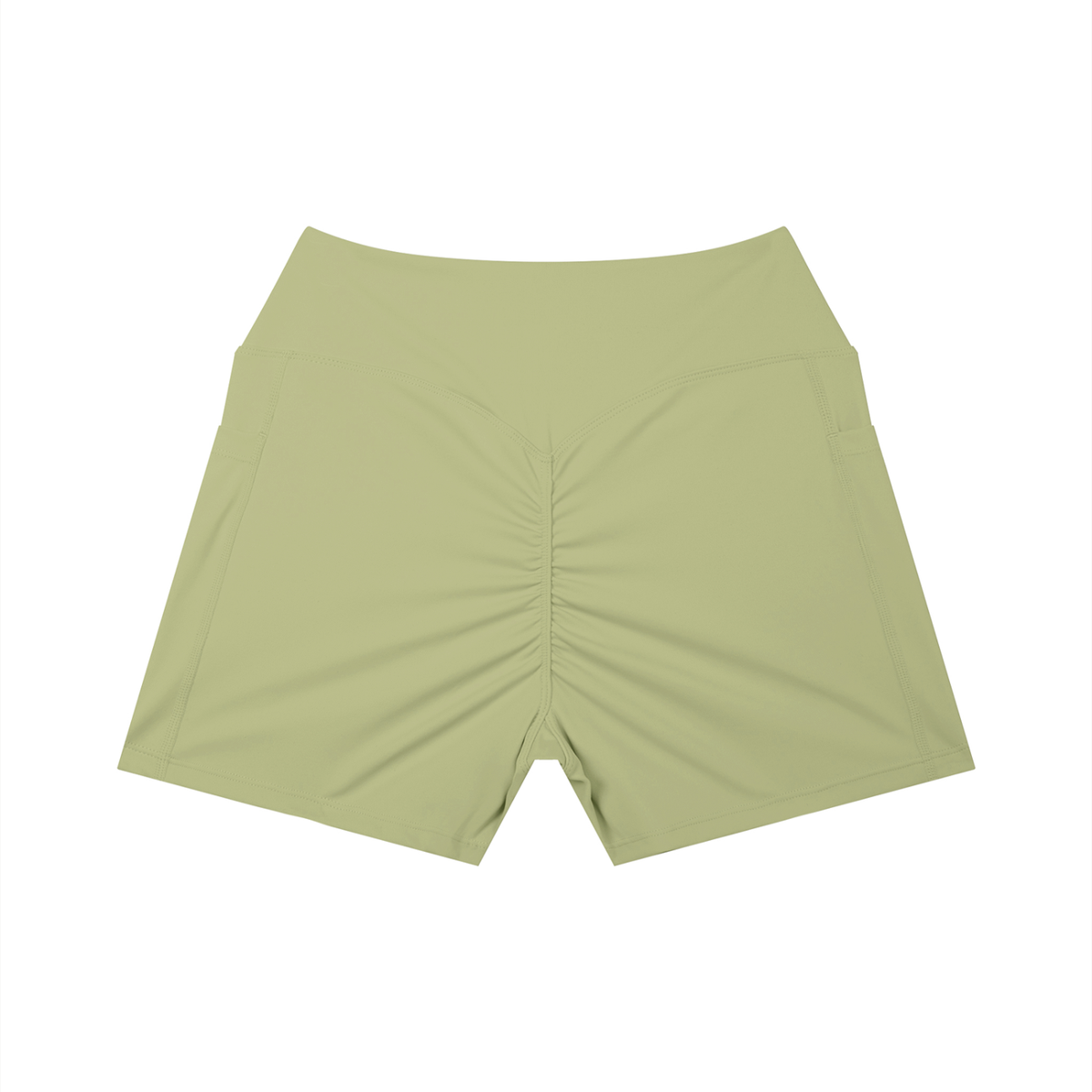 Women’s High Rise Pocket Yoga Shorts - Gray Green - back