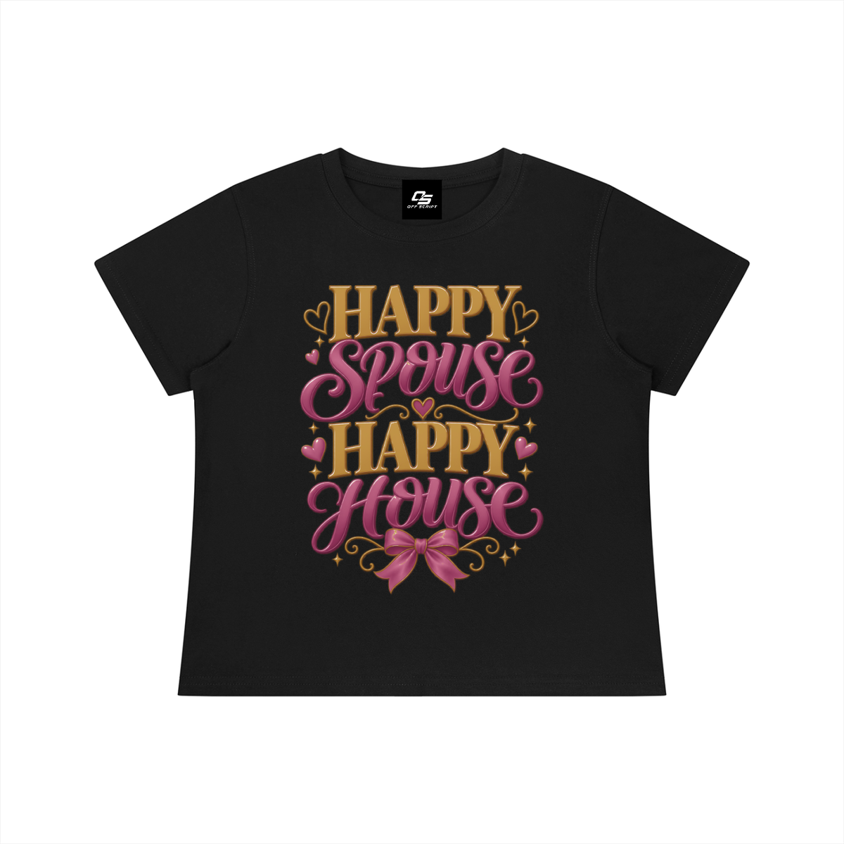Happy Spouse Happy House women's baby T-shirt – Black front view