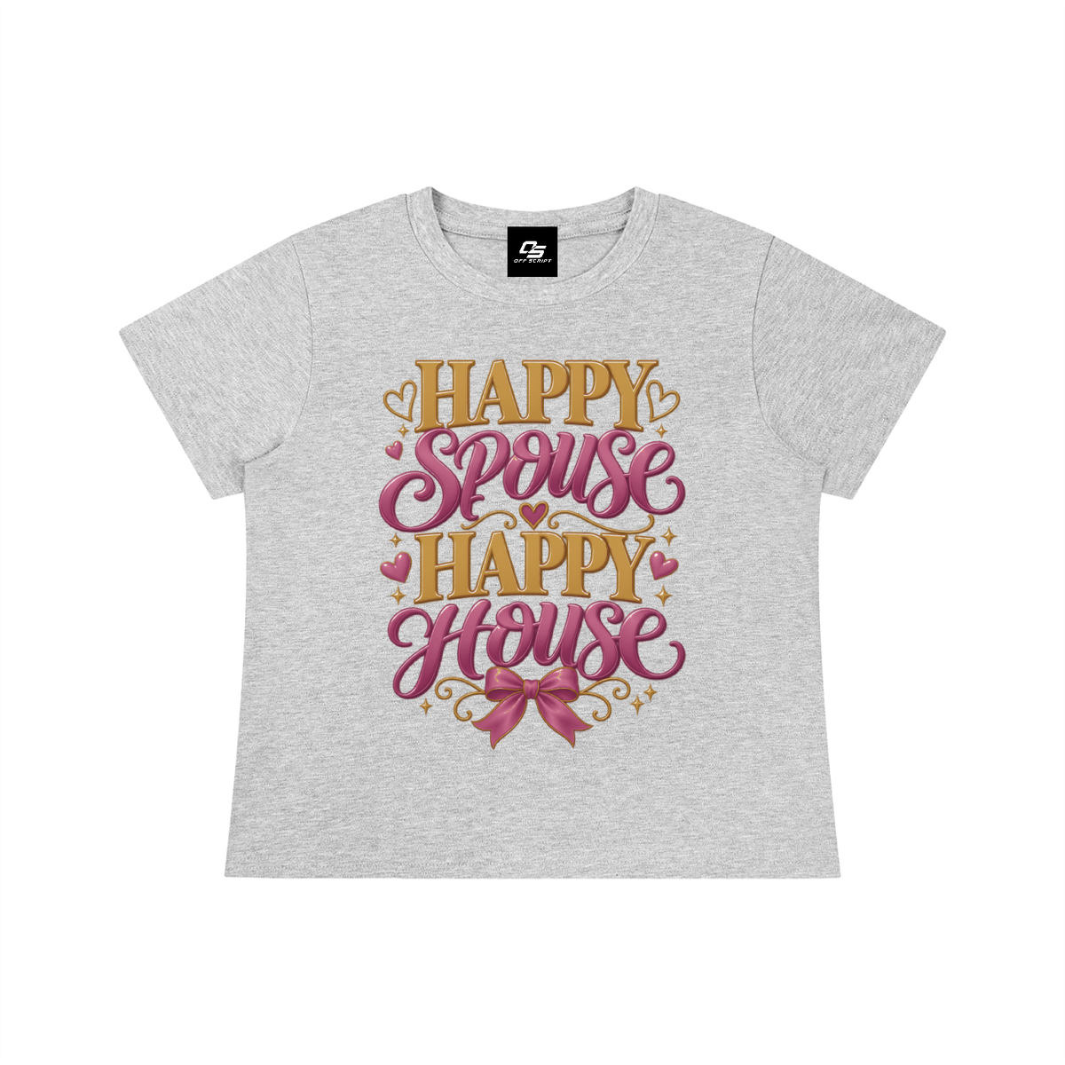 Happy Spouse Happy House women's baby T-shirt – Flower Gray front view