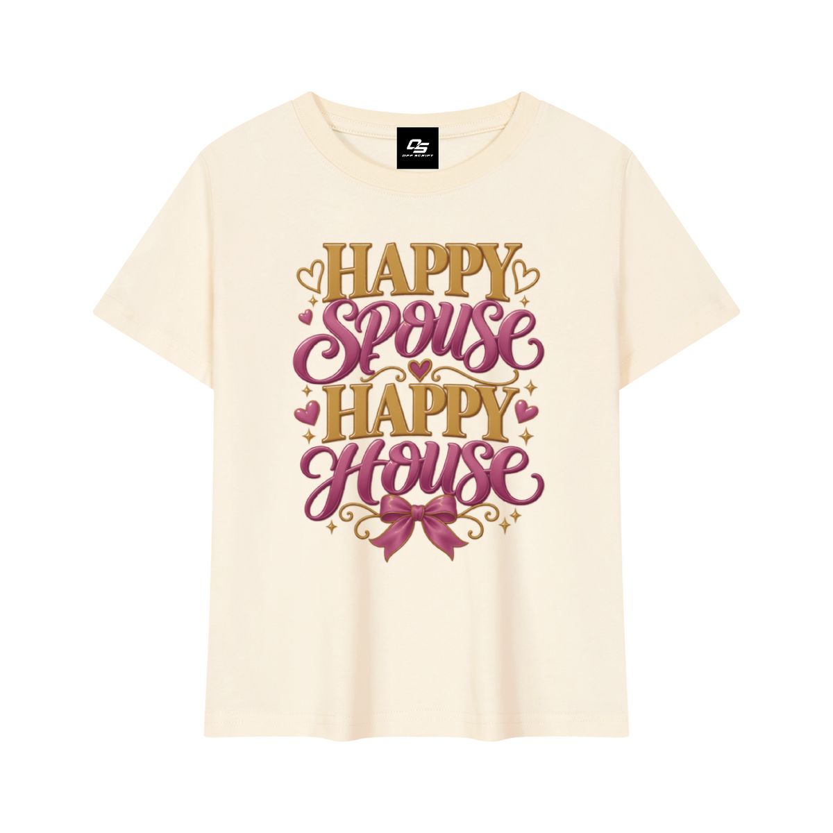 Happy Spouse Happy House women's baby T-shirt – Light Apricot front Mockup view