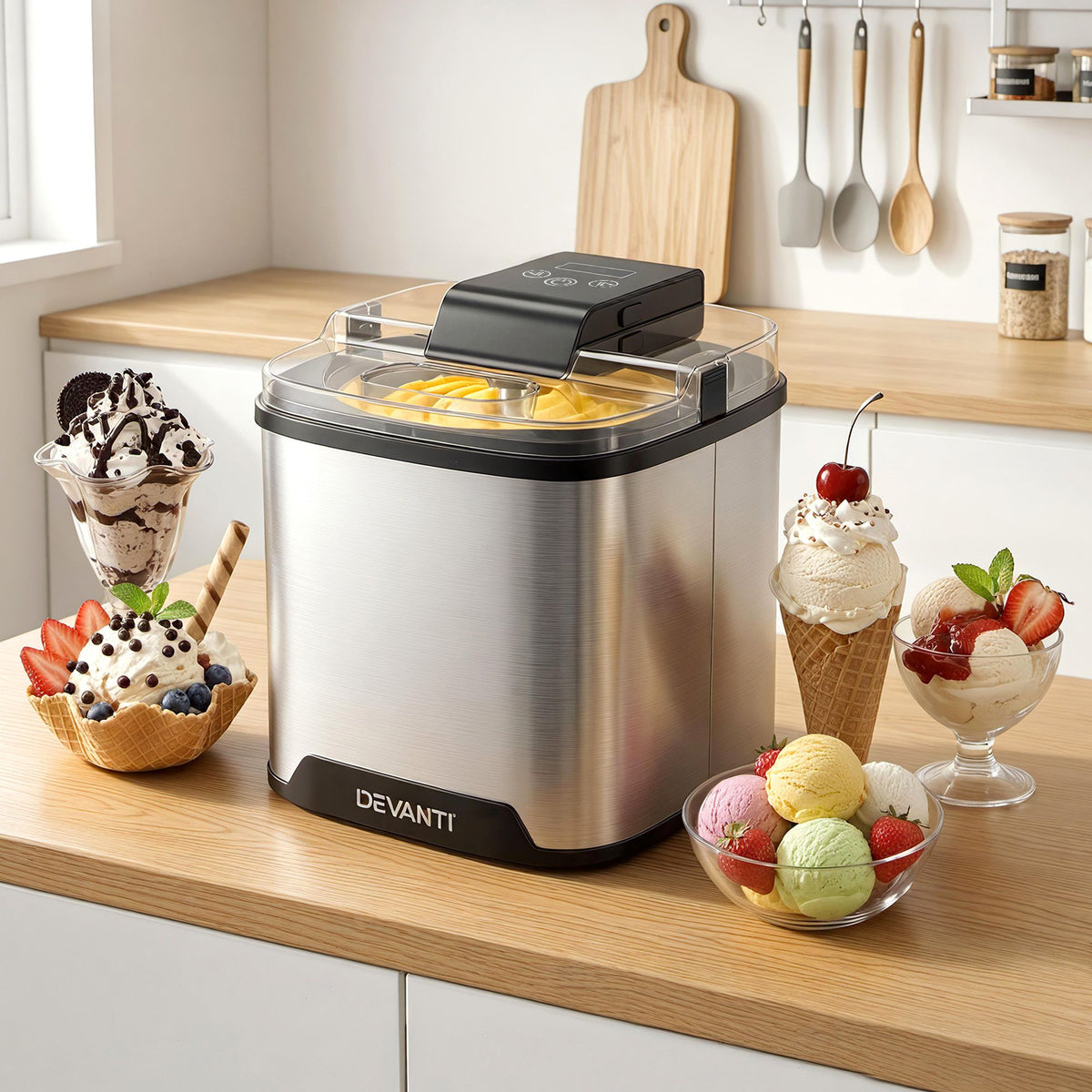 Devanti 2L Ice Cream & Slushie Maker – Silver