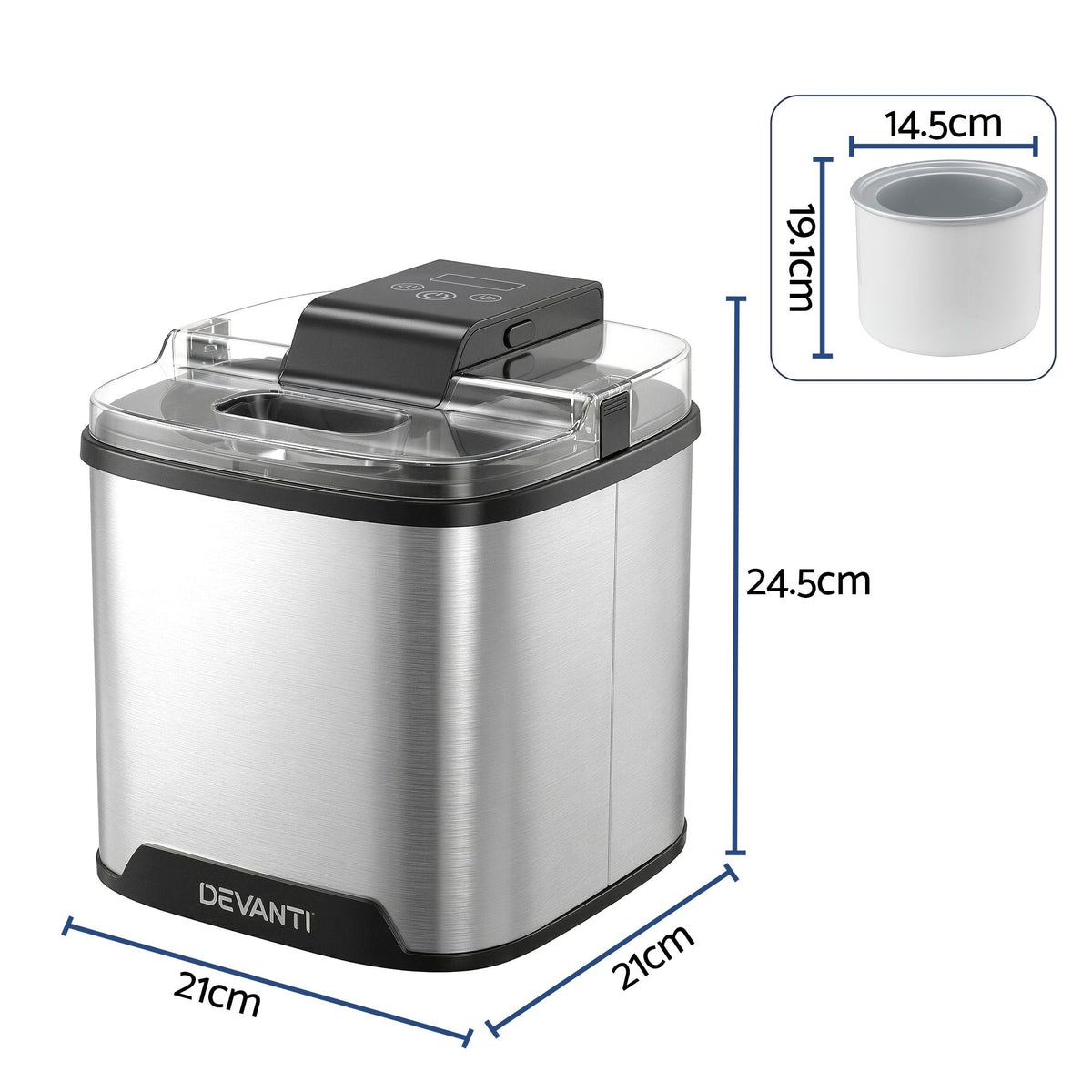 Devanti 2L Ice Cream & Slushie Maker – Silver