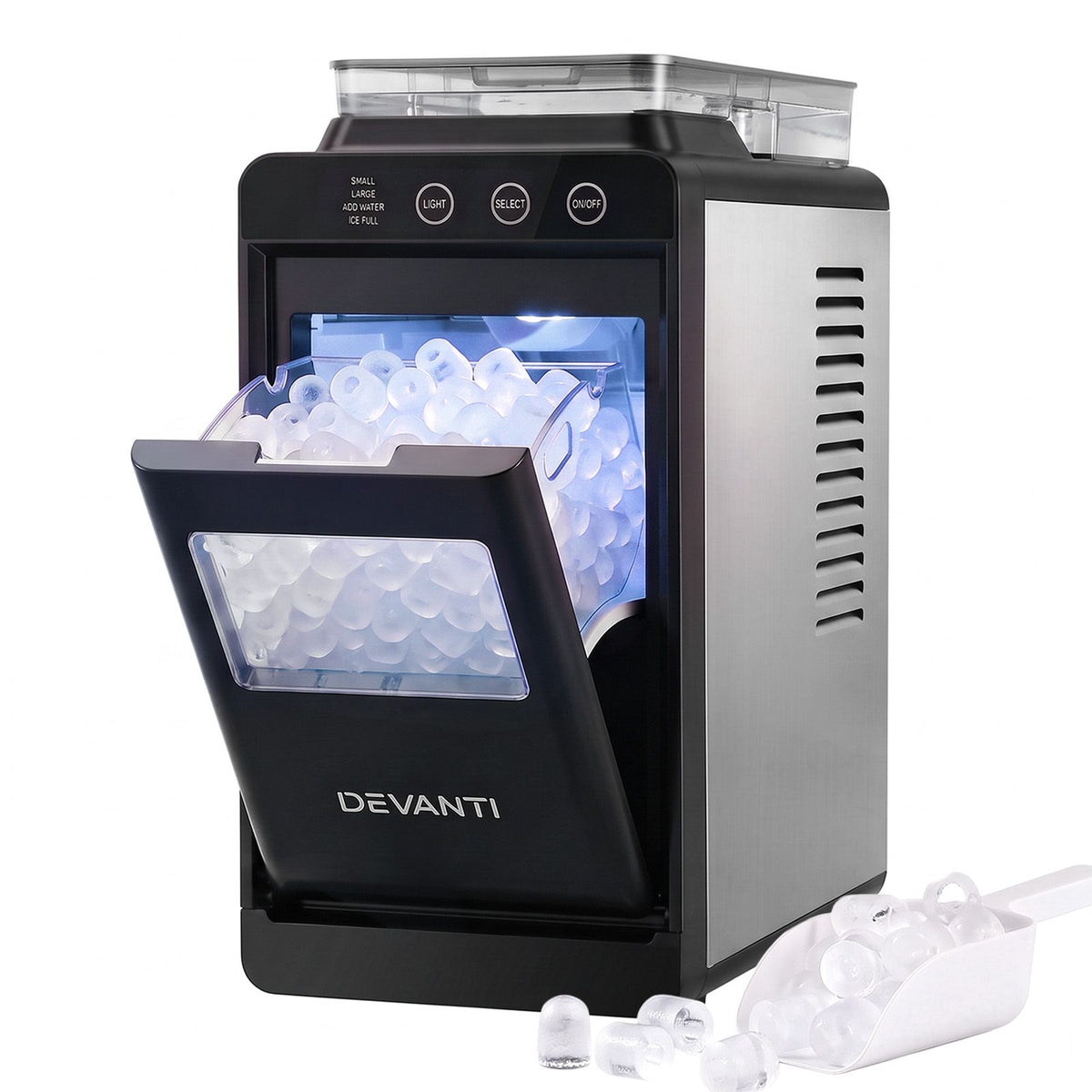 Devanti Compact Countertop Ice Maker – Up to 12 kg/Day, Black