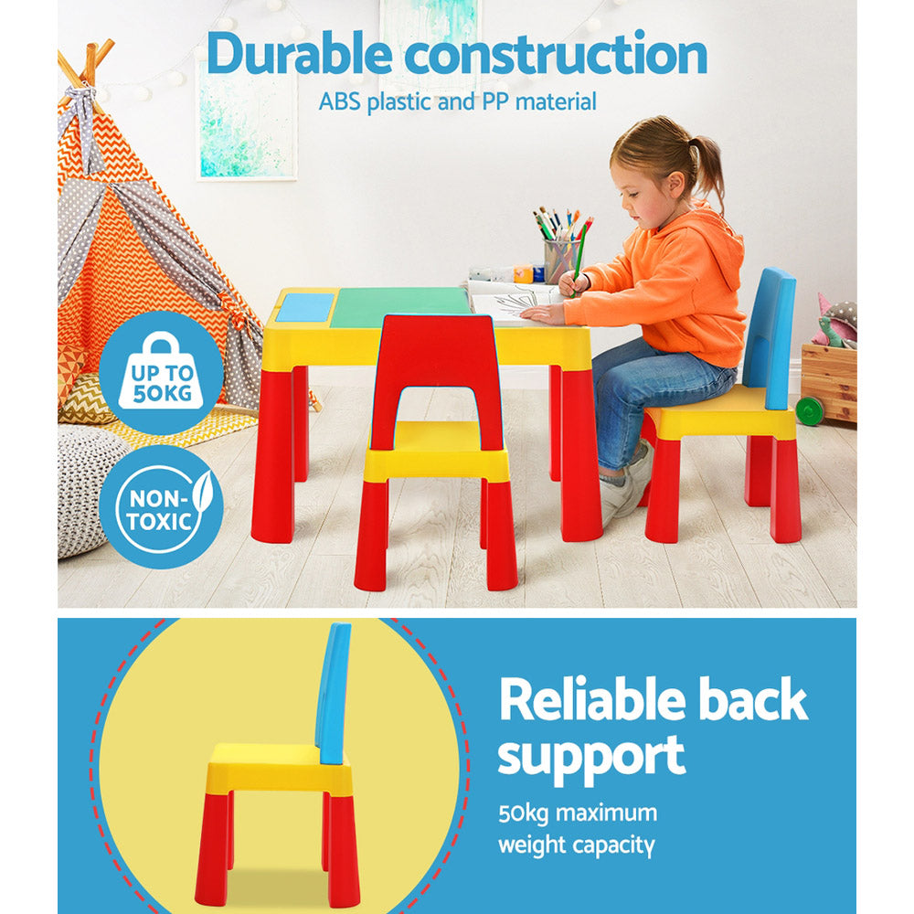 Keezi 3-Piece Kids Table & Chairs with Storage and Building Blocks — product image 5 of 8