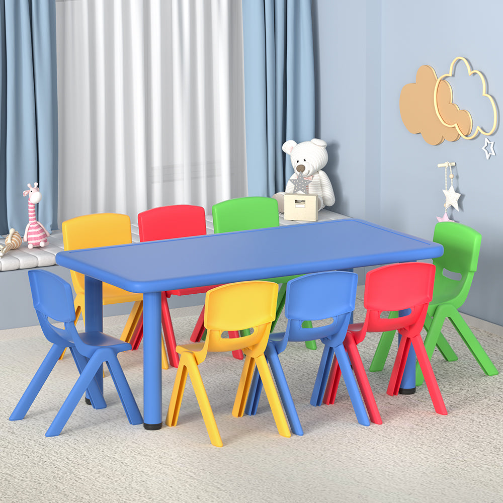 Keezi 9PCS Kids Table and Chairs Set Children Study Desk Furniture Plastic 8 Chairs — product image 1