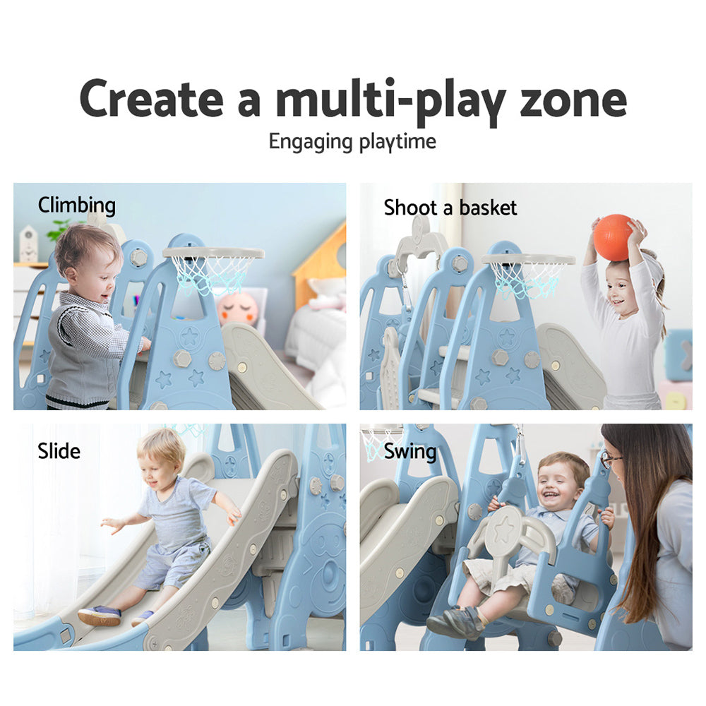 Keezi Kids Slide Swing Set Basketball Hoop Outdoor Playground Toys 170cm Blue — product image 5 of 8