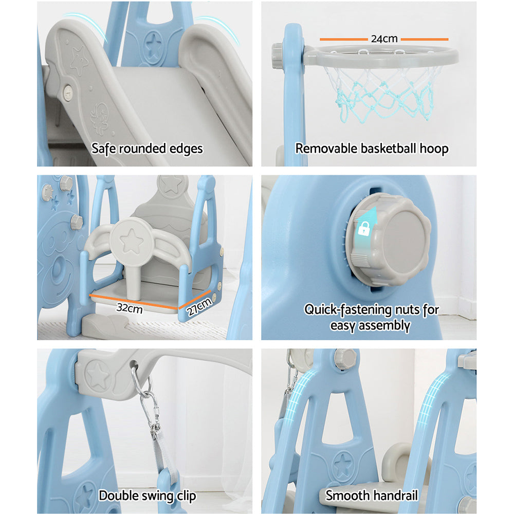 Keezi Kids Slide Swing Set Basketball Hoop Outdoor Playground Toys 170cm Blue — product image 6 of 8