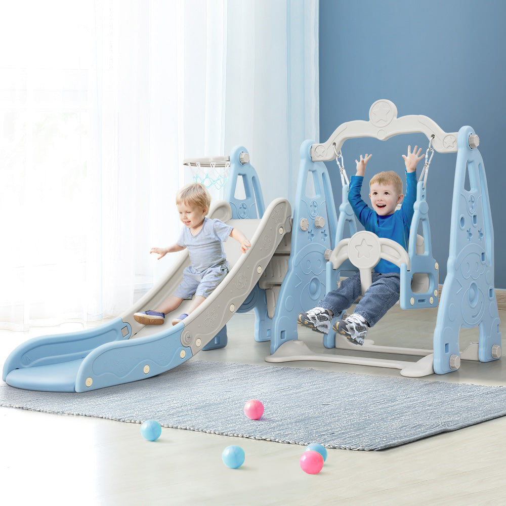 Keezi Kids Slide Swing Set Basketball Hoop Outdoor Playground Toys 170cm Blue — product image 8 of 8
