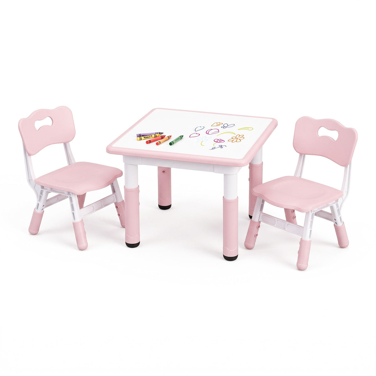Keezi Adjustable Kids Activity Table with 2 Chairs - Pink