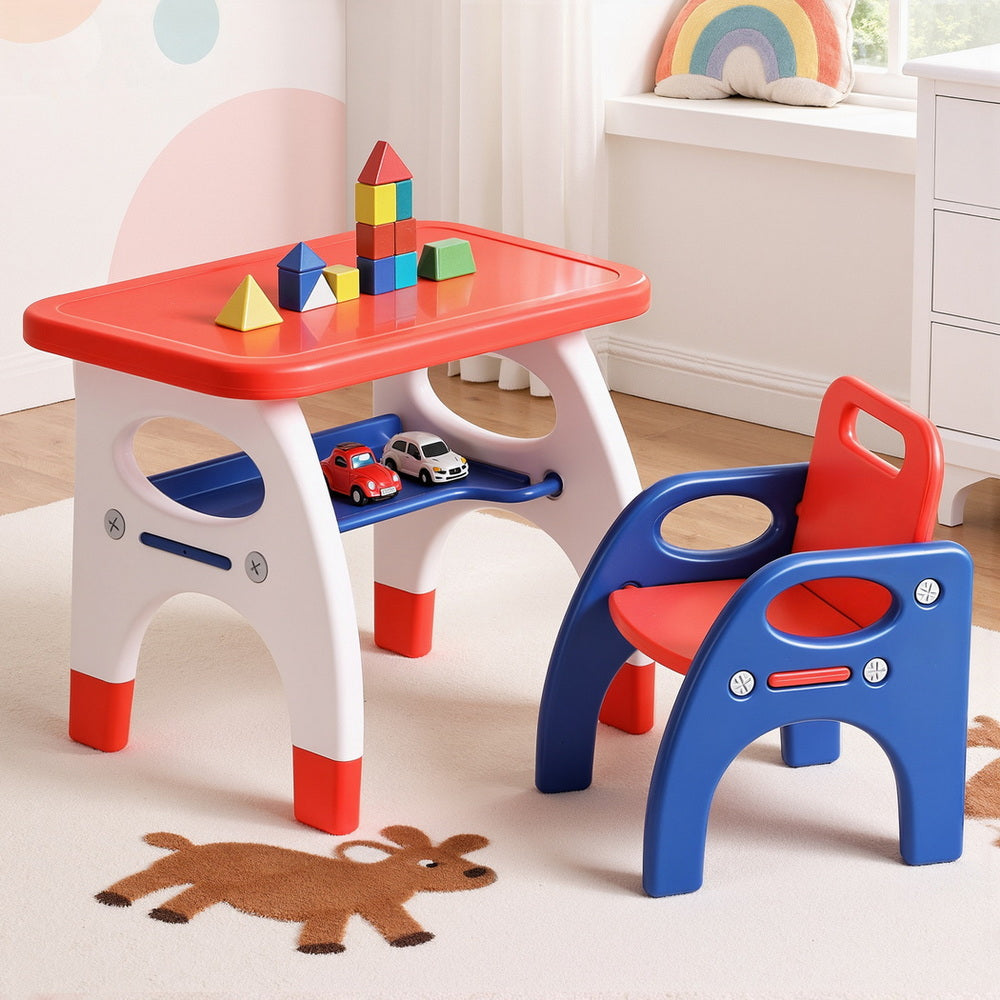 Keezi Kids Table and Chair Set HDPE Toddler Activity Play Set Orange/Yellow