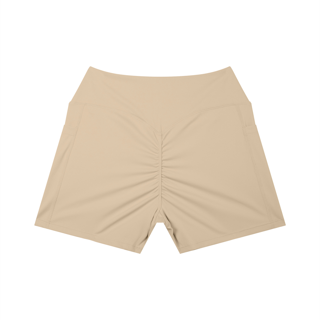 Women’s High Rise Pocket Yoga Shorts - Khaki - back