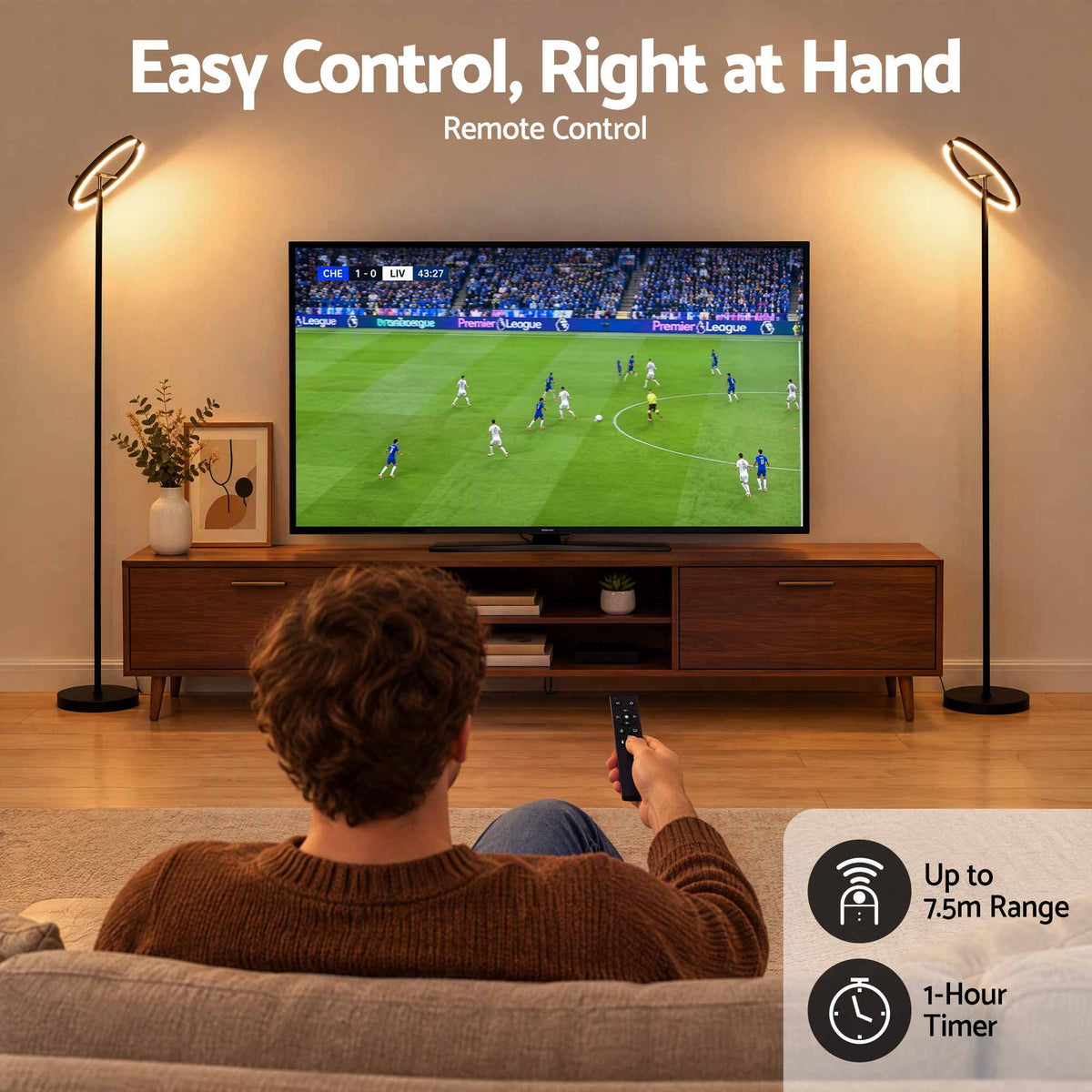 Artiss LED Floor Lamp with Dual Rotating Heads, Dimmable Light and Remote Control Black 20W — product image 3 of 9