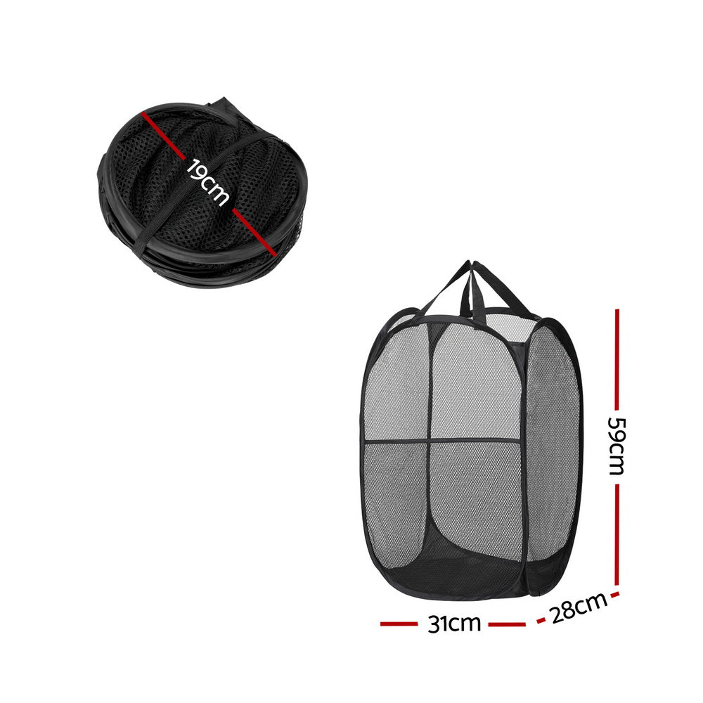 Artiss Folding Laundry Baskets – 2-Pack, Black