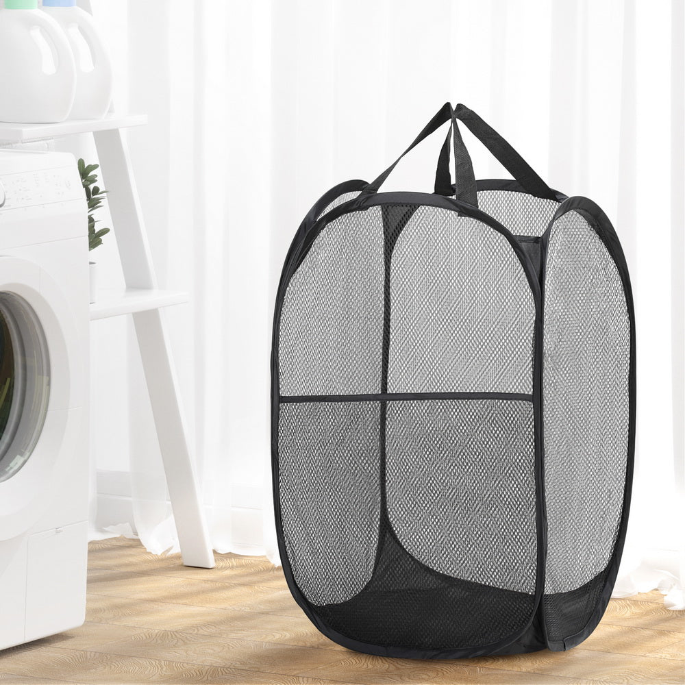 Artiss Folding Laundry Baskets – 2-Pack, Black