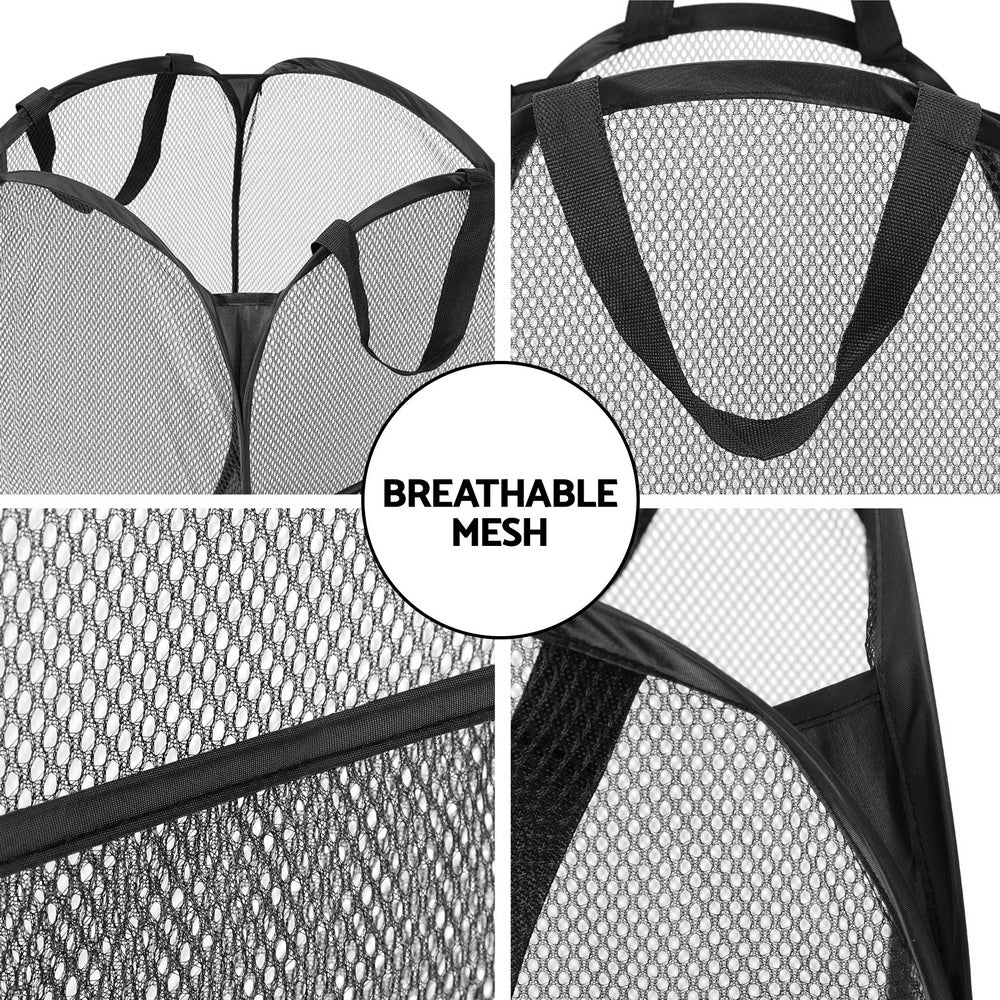 Artiss Folding Laundry Baskets – 2-Pack, Black