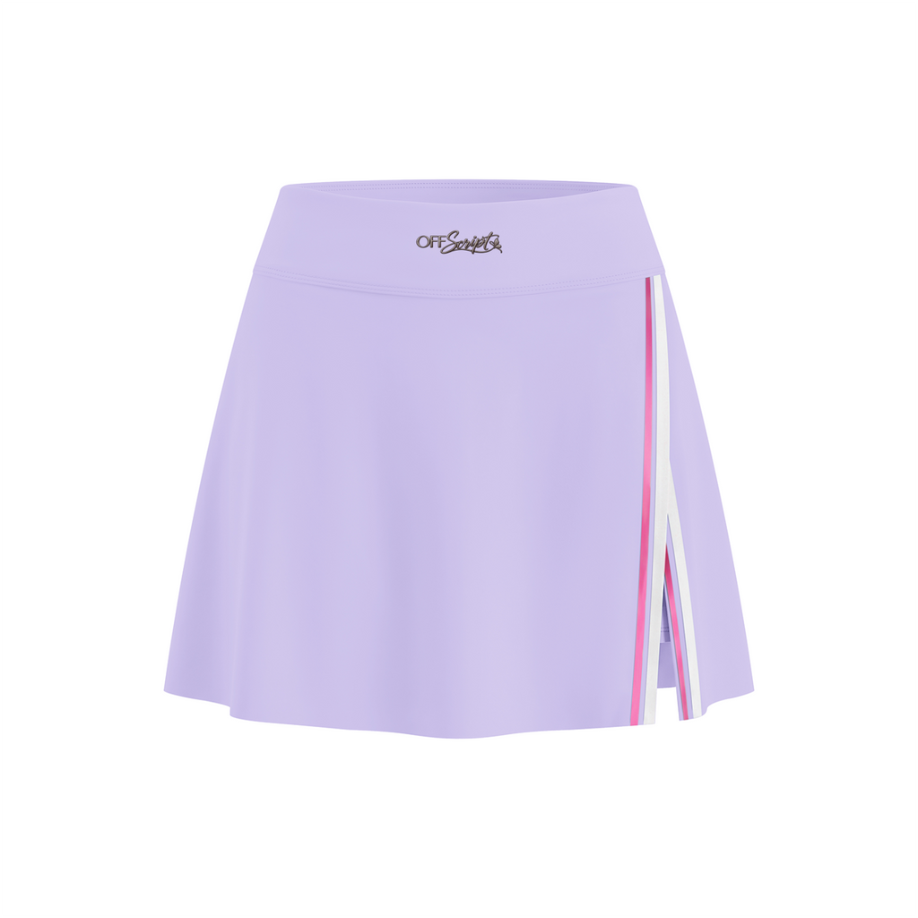 Off Script Women’s A-Line Contrast Panel Slit Skirt - Lavender front 3D mockup