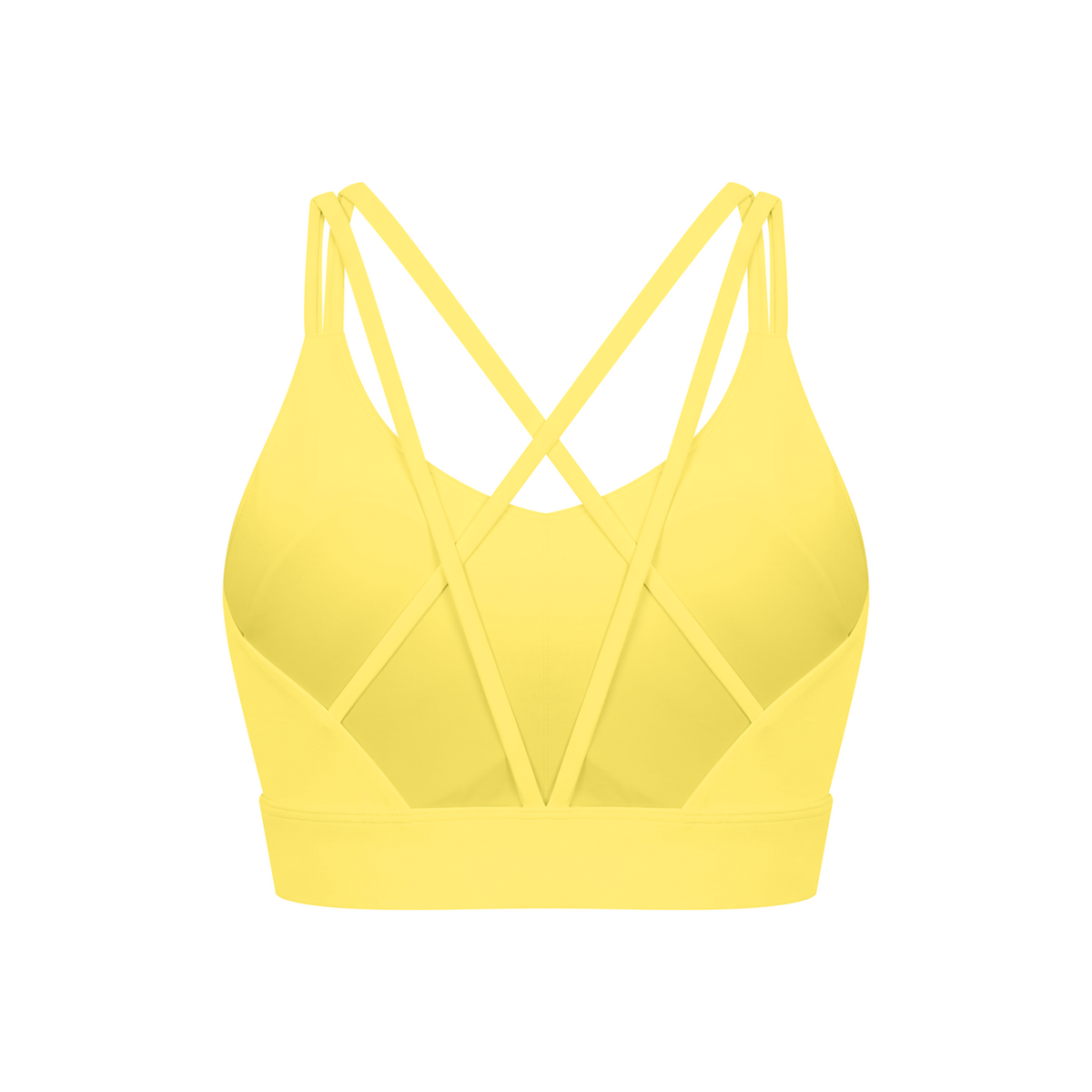 Off Script Women’s Lycra Cropped Yoga Sport Bra - Lemon Yellow back mockup