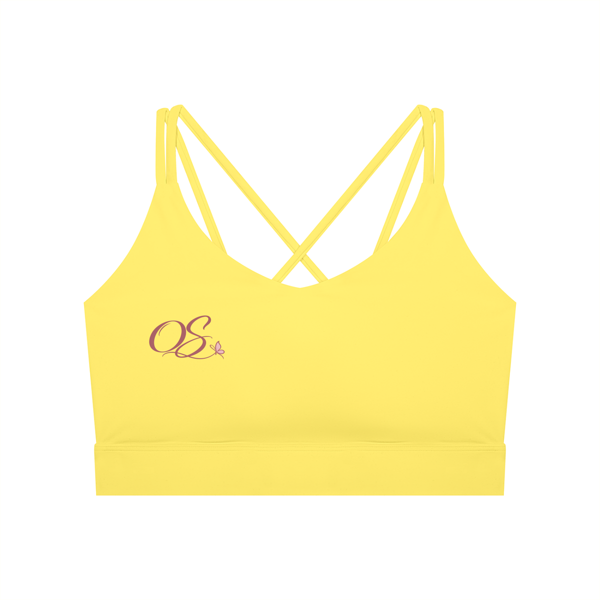 Off Script Women’s Lycra Cropped Yoga Sport Bra - Lemon Yellow front
