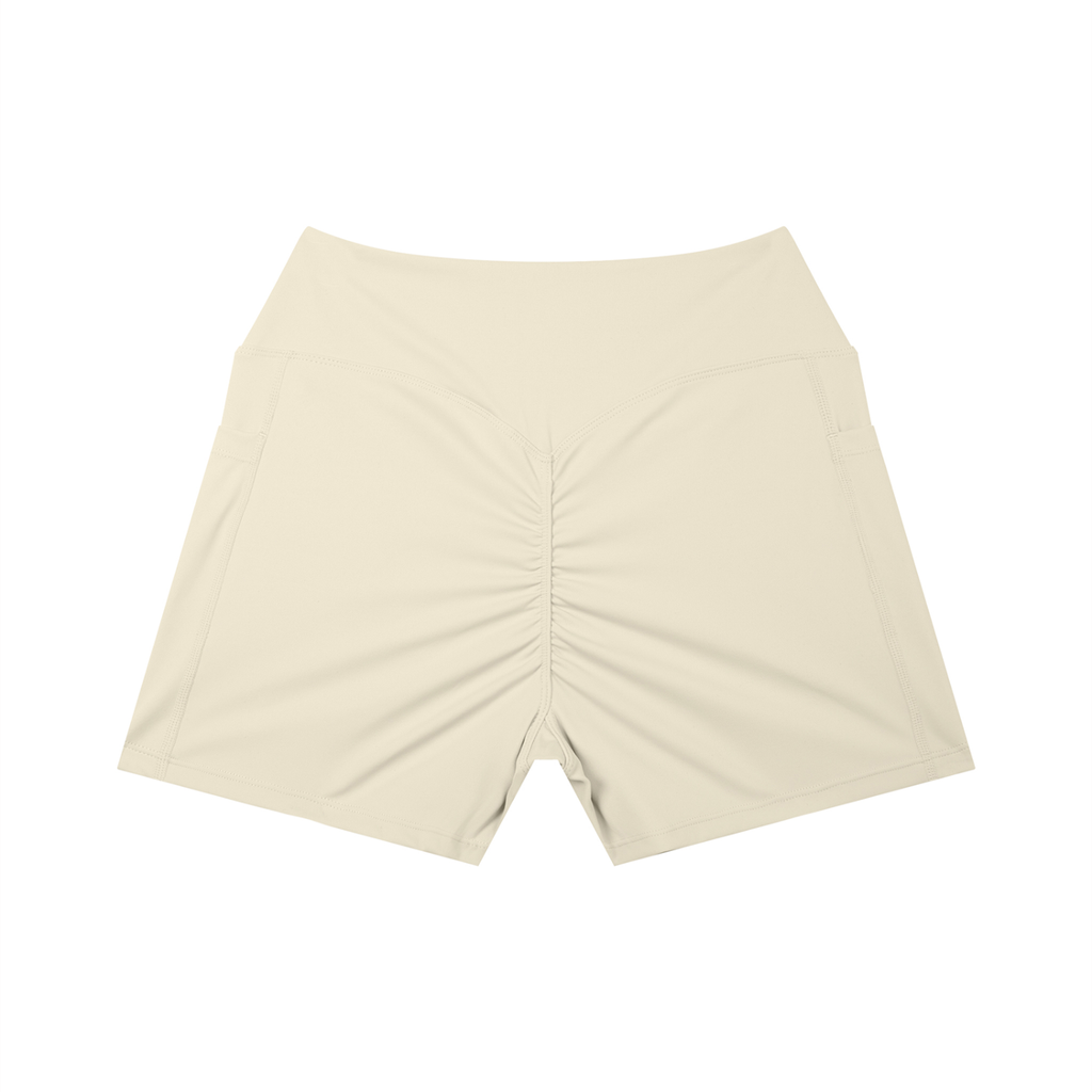 Women’s High Rise Pocket Yoga Shorts - Light Apricot - back