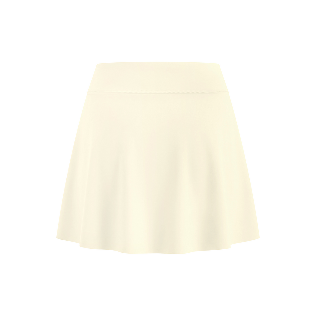 Off Script Women’s A-Line Contrast Panel Slit Skirt - Light Apricot back 3D mockup
