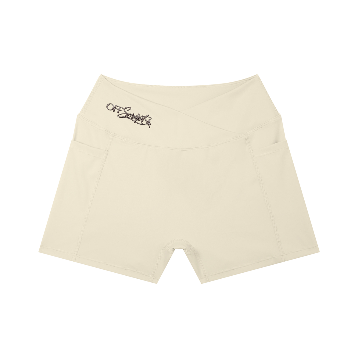Women’s High Rise Pocket Yoga Shorts - Light Apricot - front