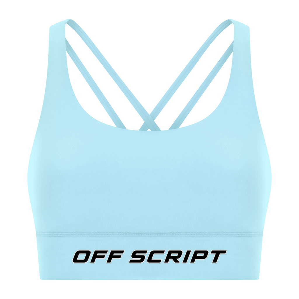 Strappy Criss-Cross Sports Bra - Light Blue front mockup
