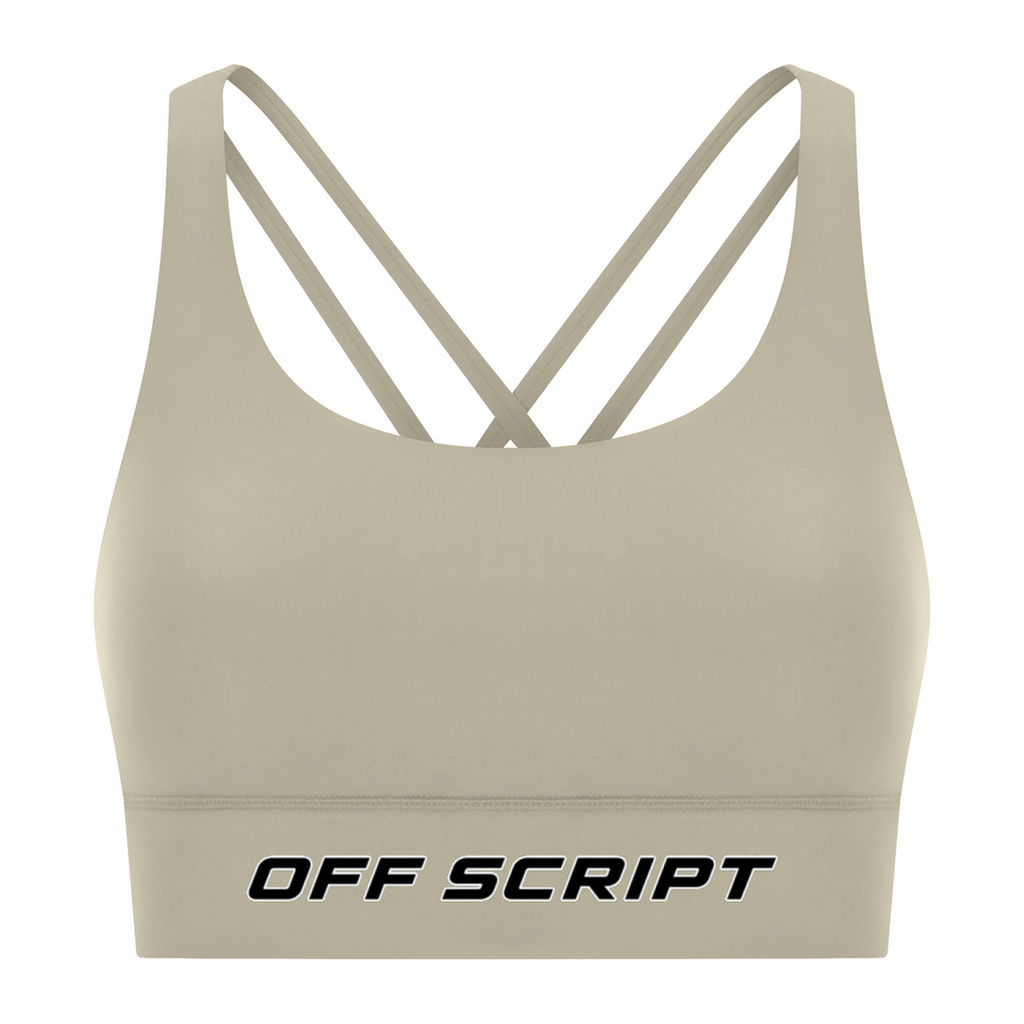 Strappy Criss-Cross Sports Bra - Light Gray front mockup