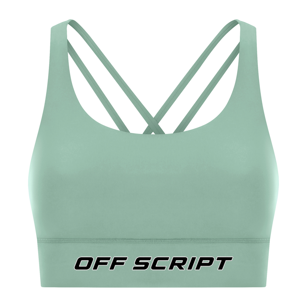 Strappy Criss-Cross Sports Bra - Light Green front mockup