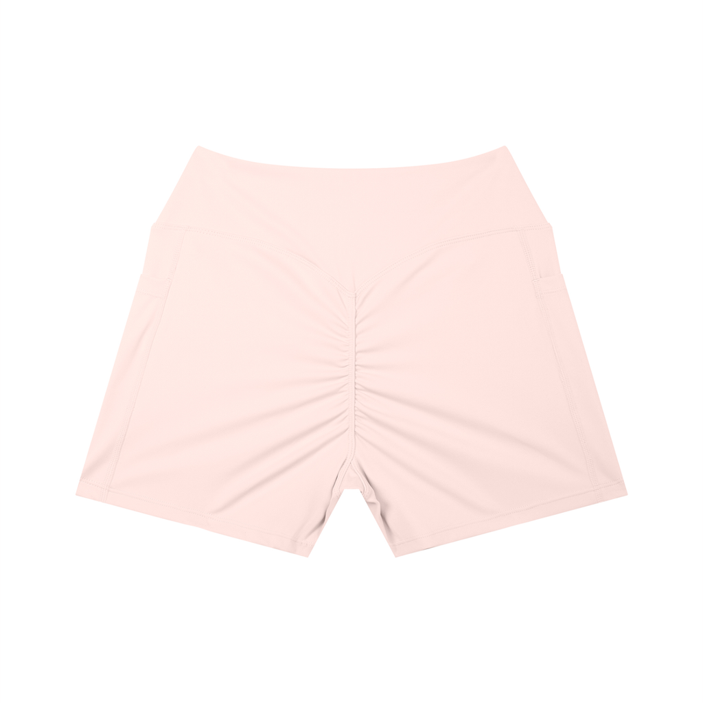 Women’s High Rise Pocket Yoga Shorts - Light Pink - back