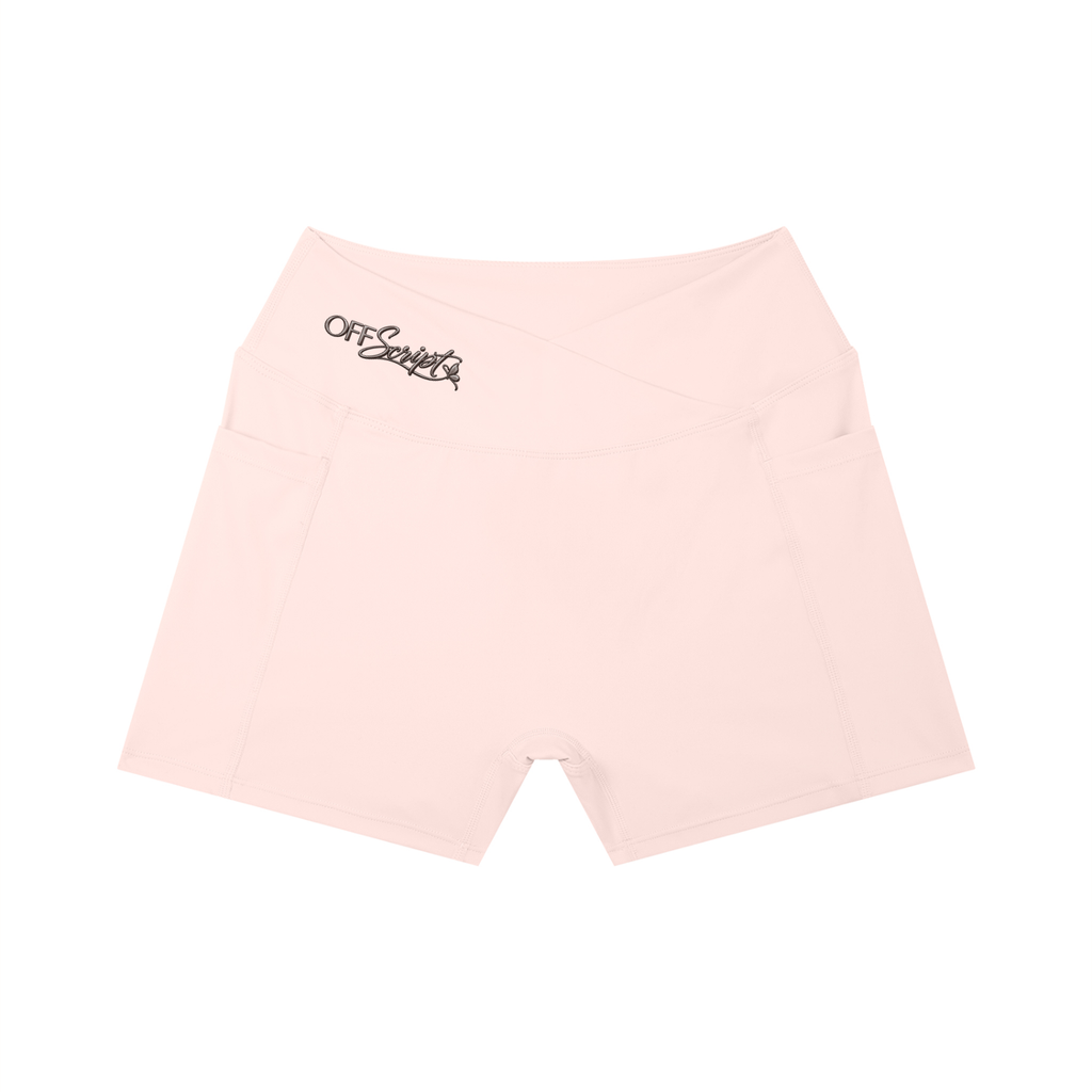 Women’s High Rise Pocket Yoga Shorts - Light Pink - front