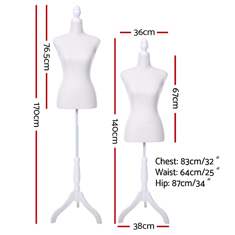 Female Mannequin 170cm Model Dressmaker Clothes Display Torso Tailor Wedding White — product photo 2