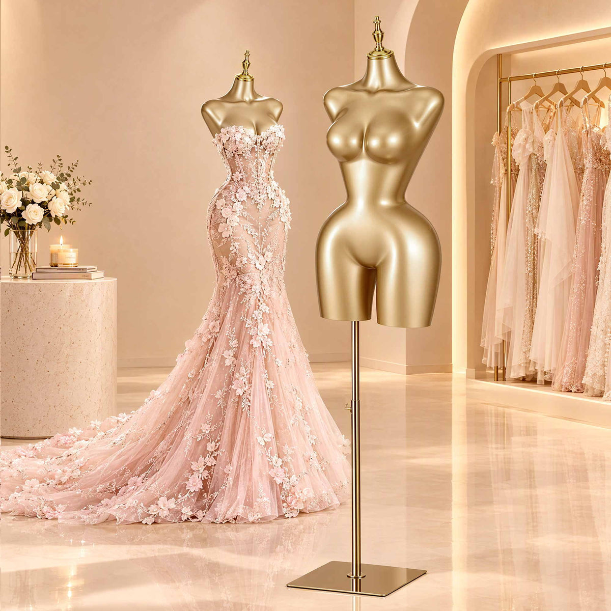 Embellir Female BBL Mannequin, Adjustable Dress Form Dummy Model Clothes Display, Gold — product image 1 of 9