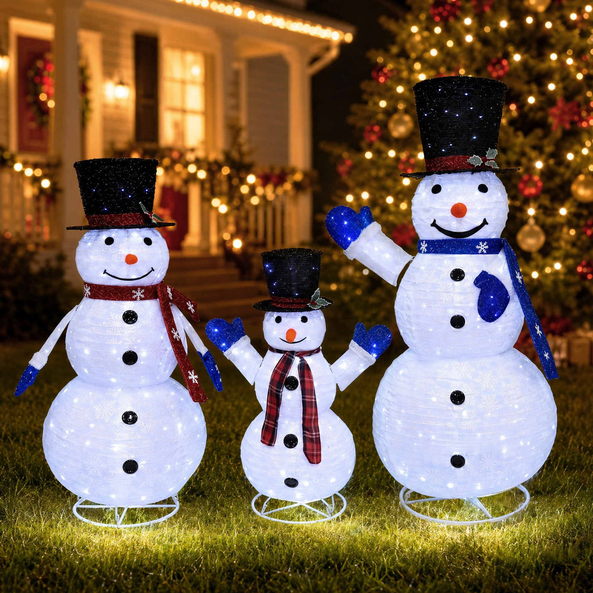 Jingle Jollys Cool White LED Christmas Snowmen – Set of 3, 330 LEDs — product image 1 of 9