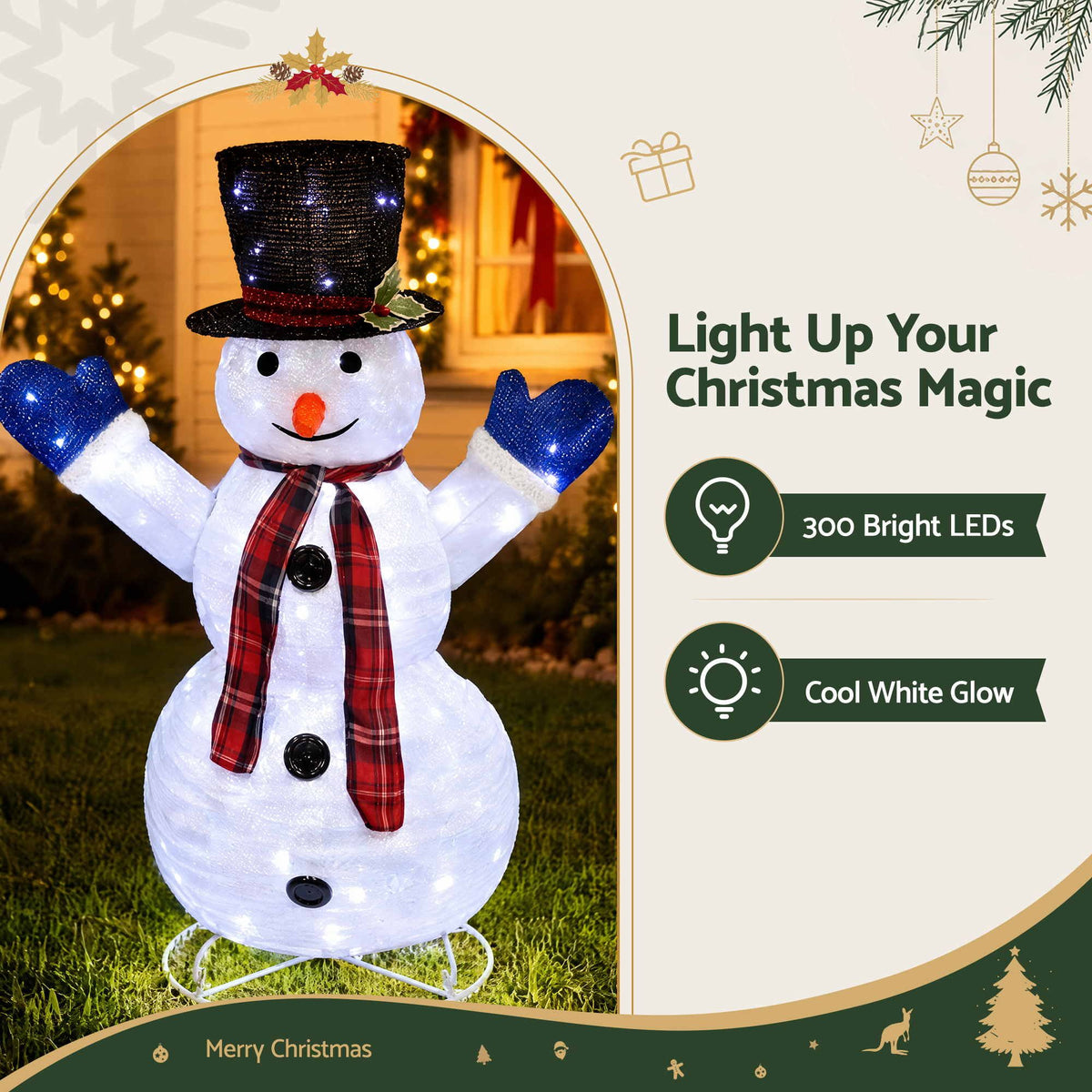 Jingle Jollys Cool White LED Christmas Snowmen – Set of 3, 330 LEDs — product image 3 of 9