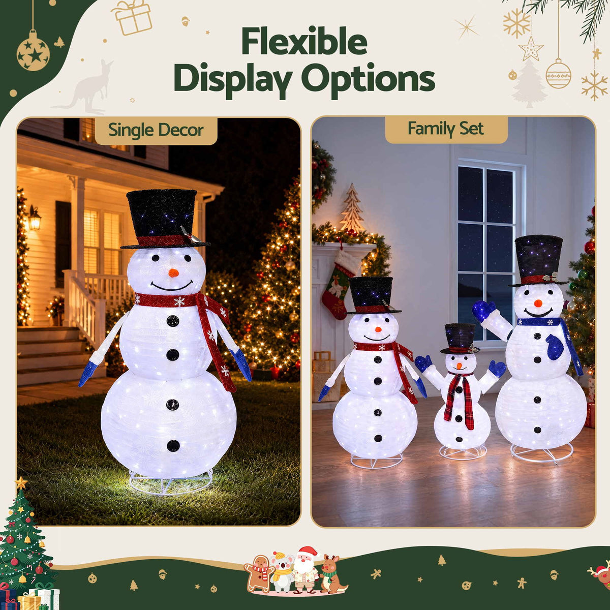 Jingle Jollys Cool White LED Christmas Snowmen – Set of 3, 330 LEDs — product image 6 of 9