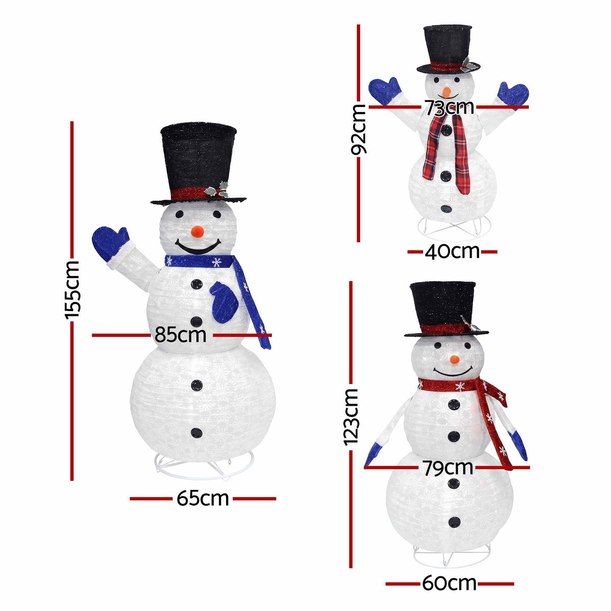 Jingle Jollys Cool White LED Christmas Snowmen – Set of 3, 330 LEDs — product image 9 of 9
