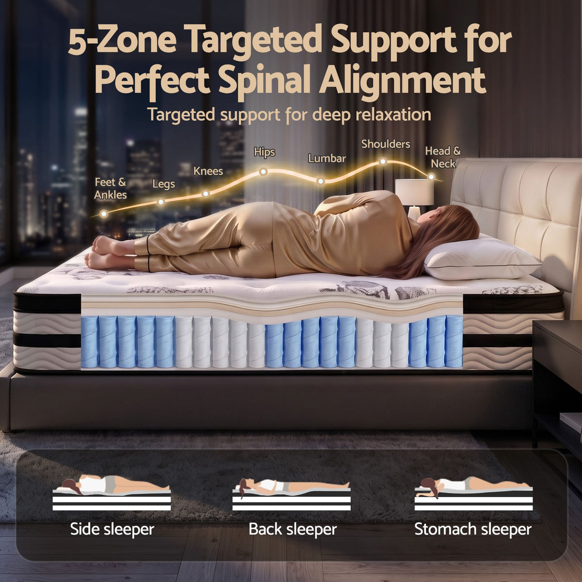 Giselle Bedding 34cm Mattress Euro Top Pocket Spring Super King