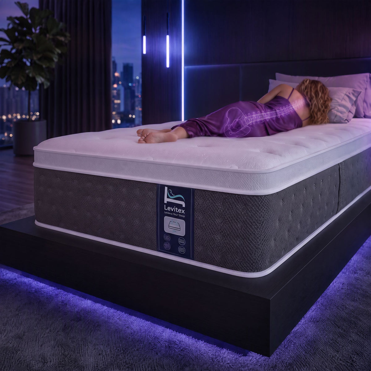 Levitex King Single Mattress Lumbar Support, 5-Zone Pocket Springs & 2-Row Hardened Edges for Deep Sleep, Cooling Gel Memory & Egg-Crate Foam